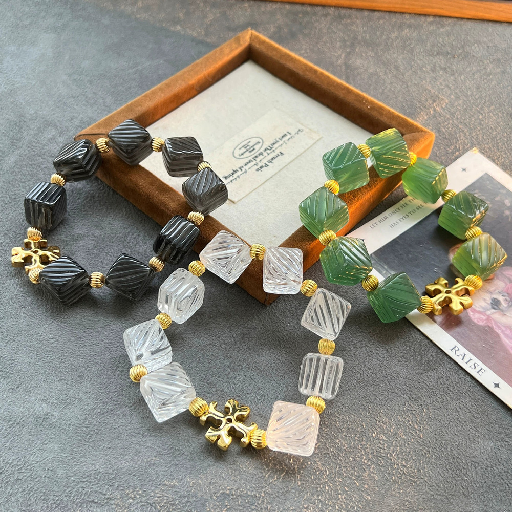 Tory Burch Vintage Geometric Block Beaded Bracelet